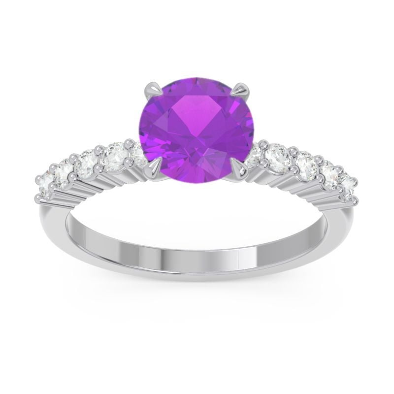 DiamondCapitals 2.25 Carat Stylish Round Cut Real Diamond & Amethyst