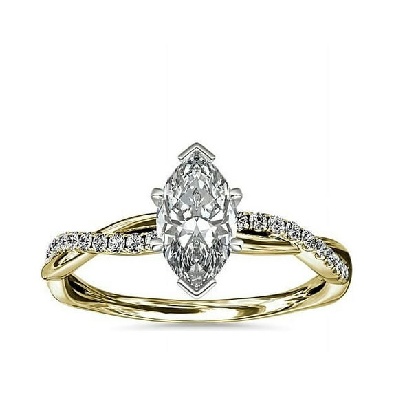 Diamond-Capitals 2.25 Ct Genuine Marquise Shape IGI Certified Lab Grown Diamond Solitaire Anniversary Ring for Ladies Solid 18K Yellow Gold Size 5.5 (E/VVS2)