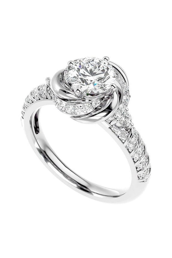 2.25Ct Elegant Round Cut Moissanite Diamond (D/VVS1) Engagement Ring for Women in 14K White Gold Size 6