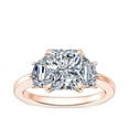 thumbnail image 1 of Diamond-Capitals 2.30 Carat Moissanite Stylish Radiant Shape 3 Stone Wedding Ring for her Solid 18K Rose Gold Size 8.5, 1 of 7