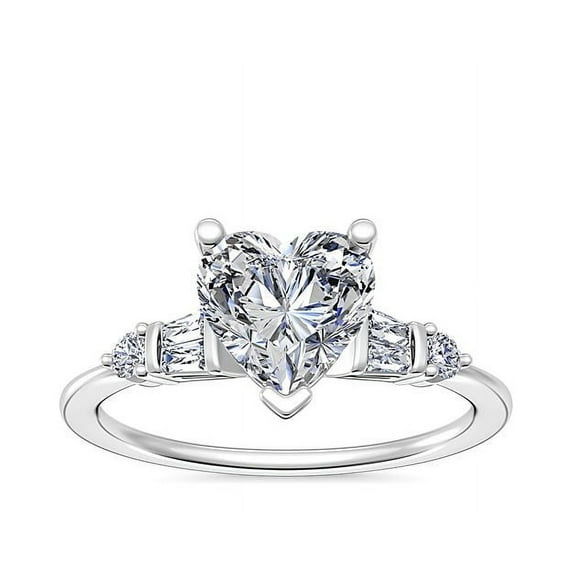Diamond-Capitals 2.30 Carat Natural Fancy Heart Shape Diamond (F-G/VS1) Solitiare Wedding Ring For Girls Solid 950 Platinum Size 5.5