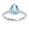 thumbnail image 1 of Diamond-Capitals 2.30 Carat Pear Cut Aquamarine Gemstone Luxurious Engagement Ring for her Solid 14K White Gold Size 5, 1 of 8