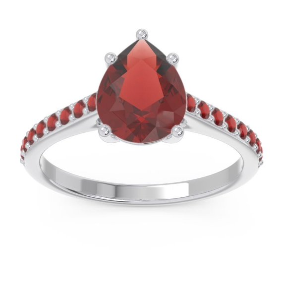 Diamond-Capitals 2.30 Carat Pear Cut Garnet Gemstone Luxurious Engagement Ring for her Solid 14K White Gold Size 5
