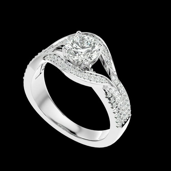 Diamond-Capitals 2.30 Carat Round Brilliant Cut Moissanite Diamond (D/VVS1) Engagement Ring for Girls in 18K White Gold Size 4