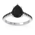 thumbnail image 1 of Diamond-Capitals 2.30 Carat Stylish Pear Cut Black Onyx Gemstone Bridal Ring for Women 14K White Gold Size 6, 1 of 8