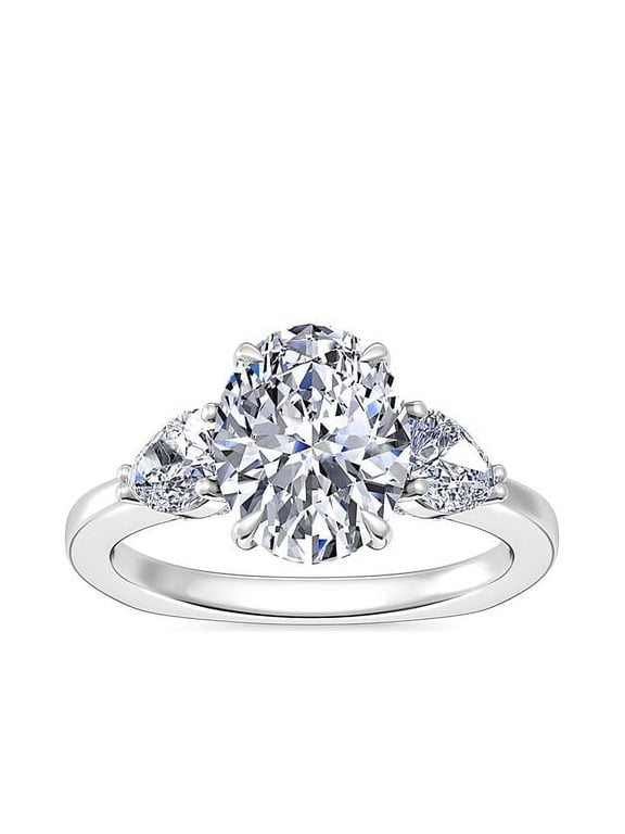 2.30 Ct Natural Fashionable Oval Cut Diamond Three Stone Anniversary Ring for Gift Solid 950 Platinum (F-G/VS1) Size 10