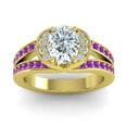 thumbnail image 1 of Diamond-Capitals 2.35 Carat Natural Diamond Amethyst Gemstone Fancy Wedding Ring for Women Solid 18K Yellow Gold Size 7, 1 of 8