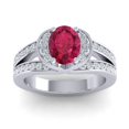 thumbnail image 1 of Diamond-Capitals 2.35 Carat Natural Diamond Red Ruby Gemstone Luxurious Engagement Ring for her Solid 18K White Gold Size 9.5, 1 of 8