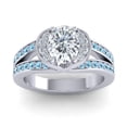 thumbnail image 1 of Diamond-Capitals 2.35 Carat New Natural Diamond Aquamarine Gemstone Womens Ring for Engagement and Wedding 14K White Gold Size 11, 1 of 8