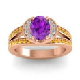 thumbnail image 1 of Diamond-Capitals 2.35 Carat Oval Cut Amethyst & Citrine Gemstone Luxurious Wedding Ring for her Solid 14K Rose Gold Size 5, 1 of 8