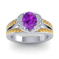 thumbnail image 1 of Diamond-Capitals 2.35 Carat Oval Cut Amethyst & Citrine Gemstone Shiny Engagement Ring for her Solid 18K White Gold Size 10, 1 of 7
