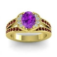 thumbnail image 1 of Diamond-Capitals 2.35 Carat Oval Cut Amethyst & Garnet Gemstone Fancy Wedding Ring for her Solid 14K Yellow Gold Size 7, 1 of 8
