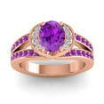 thumbnail image 1 of Diamond-Capitals 2.35 Carat Oval Cut Amethyst Gemstone Luxurious Engagement Ring for Ladies Solid 18K Rose Gold Size 5.5, 1 of 8