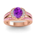 thumbnail image 1 of Diamond-Capitals 2.35 Carat Oval Cut Amethyst & Pink Sapphire Gemstone Beautiful Proposal Ring for her Solid 18K Rose Gold Size 7.5, 1 of 8
