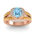 thumbnail image 1 of Diamond-Capitals 2.35 Carat Oval Cut Aquamarine & Citrine Gemstone Unique Engagement Ring for Women Solid 18K Rose Gold Size 10, 1 of 8