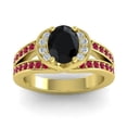 thumbnail image 1 of Diamond-Capitals 2.35 Carat Oval Cut Black Onyx & Red Ruby Gemstone Elegant Wedding Ring for Ladies Solid 14K Yellow Gold Size 4, 1 of 8
