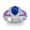 thumbnail image 1 of Diamond-Capitals 2.35 Carat Oval Cut Blue Sapphire & Amethyst Gemstone Lovely Wedding Ring for Fiancee 14K White Gold Size 8, 1 of 8