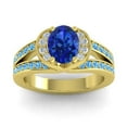 thumbnail image 1 of Diamond-Capitals 2.35 Carat Oval Cut Blue Sapphire & Blue Topaz Gemstone Lovely Wedding Ring for Fiancee 14K Yellow Gold Size 8, 1 of 8