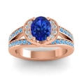thumbnail image 1 of Diamond-Capitals 2.35 Carat Oval Cut Blue Sapphire & Blue Topaz Gemstone Sparkle Proposal Ring for her Solid 18K Rose Gold Size 7.5, 1 of 8