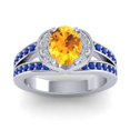 thumbnail image 1 of Diamond-Capitals 2.35 Carat Oval Cut Citrine & Blue Sapphire Gemstone Lovely Wedding Ring for Fiancee 14K White Gold Size 8, 1 of 8