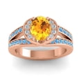 thumbnail image 1 of Diamond-Capitals 2.35 Carat Oval Cut Citrine & Blue Topaz Gemstone Beautiful Proposal Ring for her Solid 18K Rose Gold Size 7.5, 1 of 8