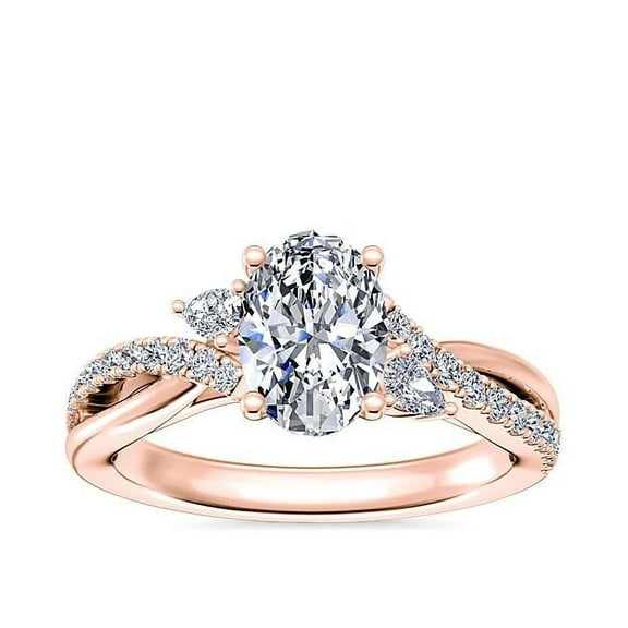 Diamond-Capitals 2.35 Carat Oval Cut (D/VVS1) Moissanite Wonderful Wedding Ring for Women Solid 18K Rose Gold Ring Size 7