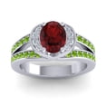 thumbnail image 1 of Diamond-Capitals 2.35 Carat Oval Cut Garnet & Peridot Gemstone Beautiful Wedding Ring for Ladies in Solid 18K White Gold Size 7, 1 of 8