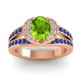 thumbnail image 1 of Diamond-Capitals 2.35 Carat Oval Cut Peridot & Blue Sapphire Gemstone Stylish Engagement Ring for Women Solid 18K Rose Gold Size 10, 1 of 8