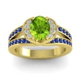 thumbnail image 1 of Diamond-Capitals 2.35 Carat Oval Cut Peridot & Blue Sapphire Gemstone Wonderful Engagement Ring for Women Solid 18K Yellow Gold Size 10, 1 of 8