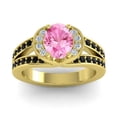 thumbnail image 1 of Diamond-Capitals 2.35 Carat Oval Cut Pink Sapphire & Black Onyx Gemstone Beautiful Wedding Ring for Ladies in Solid 18K Yellow Gold Size 7, 1 of 8