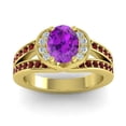 thumbnail image 1 of Diamond-Capitals 2.35 Carat Sparkle Oval Cut Amethyst & Garnet Gemstone Proposal Ring for Ladies Solid 14K Yellow Gold Size 8.5, 1 of 8