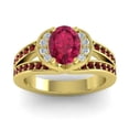 thumbnail image 1 of Diamond-Capitals 2.35 Carat Sparkle Oval Cut Red Ruby & Garnet Gemstone Proposal Ring for Ladies Solid 14K Yellow Gold Size 8.5, 1 of 8
