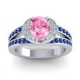 thumbnail image 1 of Diamond-Capitals 2.35 Carat Stunning Oval Cut Pink Sapphire & Blue Sapphire Gemstone Bridal Ring for Women 14K White Gold Size 6, 1 of 8