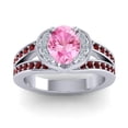 thumbnail image 1 of Diamond-Capitals 2.35 Carat Stunning Oval Cut Pink Sapphire & Garnet Gemstone Bridal Ring for Women 14K White Gold Size 6, 1 of 8