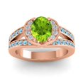 thumbnail image 1 of Diamond-Capitals 2.35 Carat Wonderful Oval Cut Peridot & Aquamarine Gemstone Bridal Ring for Women 14K Rose Gold Size 6, 1 of 8