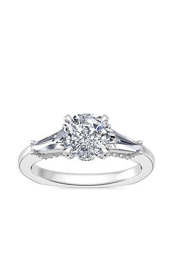 2.40 Ct IGI Certified Fashionable Cushion Cut Lab Grown Diamond Three Stone Anniversary Ring for Women Solid 18K White Gold (E/VVS2) Size 10