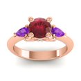 thumbnail image 1 of Diamond-Capitals 2.50 Carat Beautiful Round Cut Red Ruby & Amethyst Gemstone Bridal Ring for Women 14K Rose Gold Size 6, 1 of 8