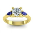thumbnail image 1 of Diamond-Capitals 2.50 Carat Beautiful Round (F-G/VS1) Natural Diamond Blue Sapphire Gemstone Ring for Proposal Gift Solid 14K Yellow Gold Size 11, 1 of 8