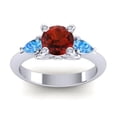 thumbnail image 1 of Diamond-Capitals 2.50 Carat Elegant Round Cut Garnet & Blue Topaz Gemstone Ring for Birthday Gift 18K White Gold Size 10, 1 of 8