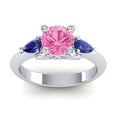 thumbnail image 1 of Diamond-Capitals 2.50 Carat Elegant Round Cut Pink Sapphire & Blue Sapphire Gemstone 3 Stone Wedding Ring for Women Solid 14K White Gold Size 5, 1 of 8