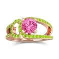 thumbnail image 1 of Diamond-Capitals 2.50 Carat Elegant Round Cut Pink Sapphire & Peridot Gemstone Bridal Ring for Ladies Solid 18K Rose Gold Size 10, 1 of 8