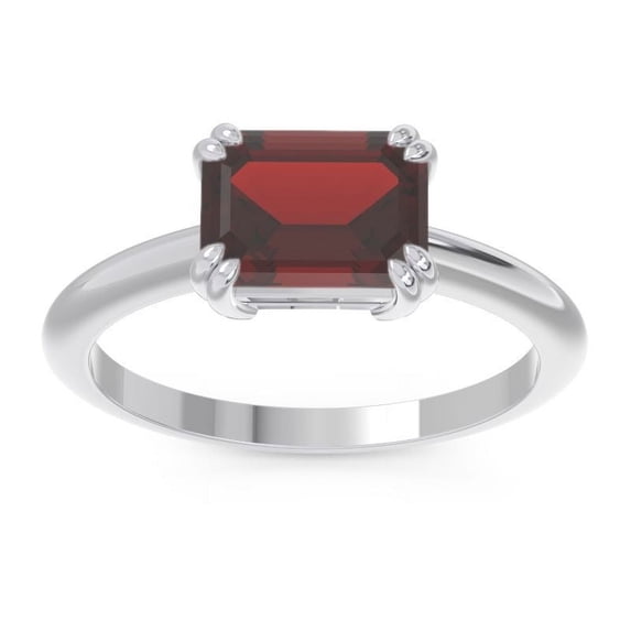 Diamond-Capitals 2.50 Carat Emerald Cut Garnet Gemstone Stunning Solitaire Anniversary Ring for Women Solid 14K White Gold Size 8.5