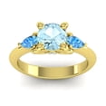 thumbnail image 1 of Diamond-Capitals 2.50 Carat Latest Design Round Cut Aquamarine & Blue Topaz Gemstone Engagement Ring for Girls 14K Yellow Gold Size 6, 1 of 8