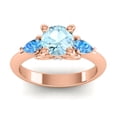 thumbnail image 1 of Diamond-Capitals 2.50 Carat New Round Cut Aquamarine & Blue Topaz Gemstone Engagement Ring for Girls 14K Rose Gold Size 6, 1 of 8