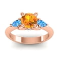 thumbnail image 1 of Diamond-Capitals 2.50 Carat New Round Cut Citrine & Blue Topaz Gemstone Engagement Ring for Fiancee 18K Rose Gold Size 4, 1 of 8