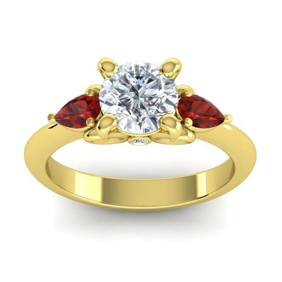 Diamond-Capitals 2.50 Carat New Round Cut (F-G/VS1) Natural Diamond Garnet Gemstone Engagement Ring for Women Solid 14K Yellow Gold Size 3