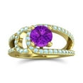thumbnail image 1 of Diamond-Capitals 2.50 Carat Round Cut Amethyst & Aquamarine Gemstone Latest Bridal Ring for Women Solid 14K Yellow Gold Size 8.5, 1 of 8