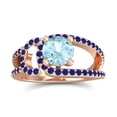 thumbnail image 1 of Diamond-Capitals 2.50 Carat Round Cut Aquamarine & Blue Sapphire Gemstone Fancy Bridal Ring for Women 14K Rose Gold Size 6, 1 of 8