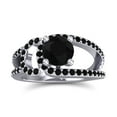 thumbnail image 1 of Diamond-Capitals 2.50 Carat Round Cut Black Onyx Gemstone Stylish Wedding Ring for Women Solid 14K White Gold Size 5, 1 of 8
