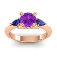 thumbnail image 1 of Diamond-Capitals 2.50 Carat Round Cut Blue Sapphire Gemstone Wonderful Engagement Ring for her Solid 14K Rose Gold Size 3, 1 of 8